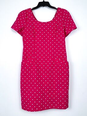 Vintage polka dot dress Jessica Howard pink & white short sleeve sheath size 10